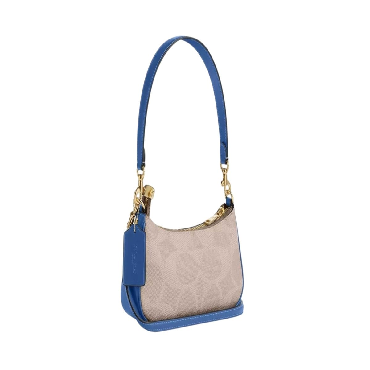 Bolsa Crossbody COACH Teri Color Beige Liso Con Logo Azul