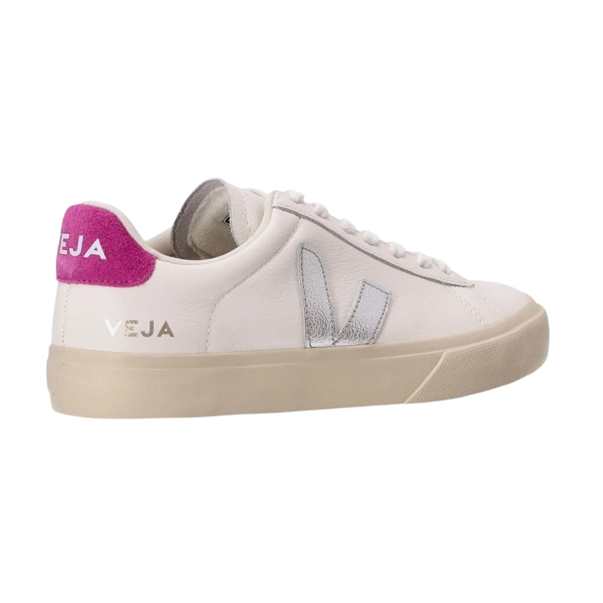 Tenis De Campo Veja Color Blanco Con Logo Plateado Y Detalles Fucsia