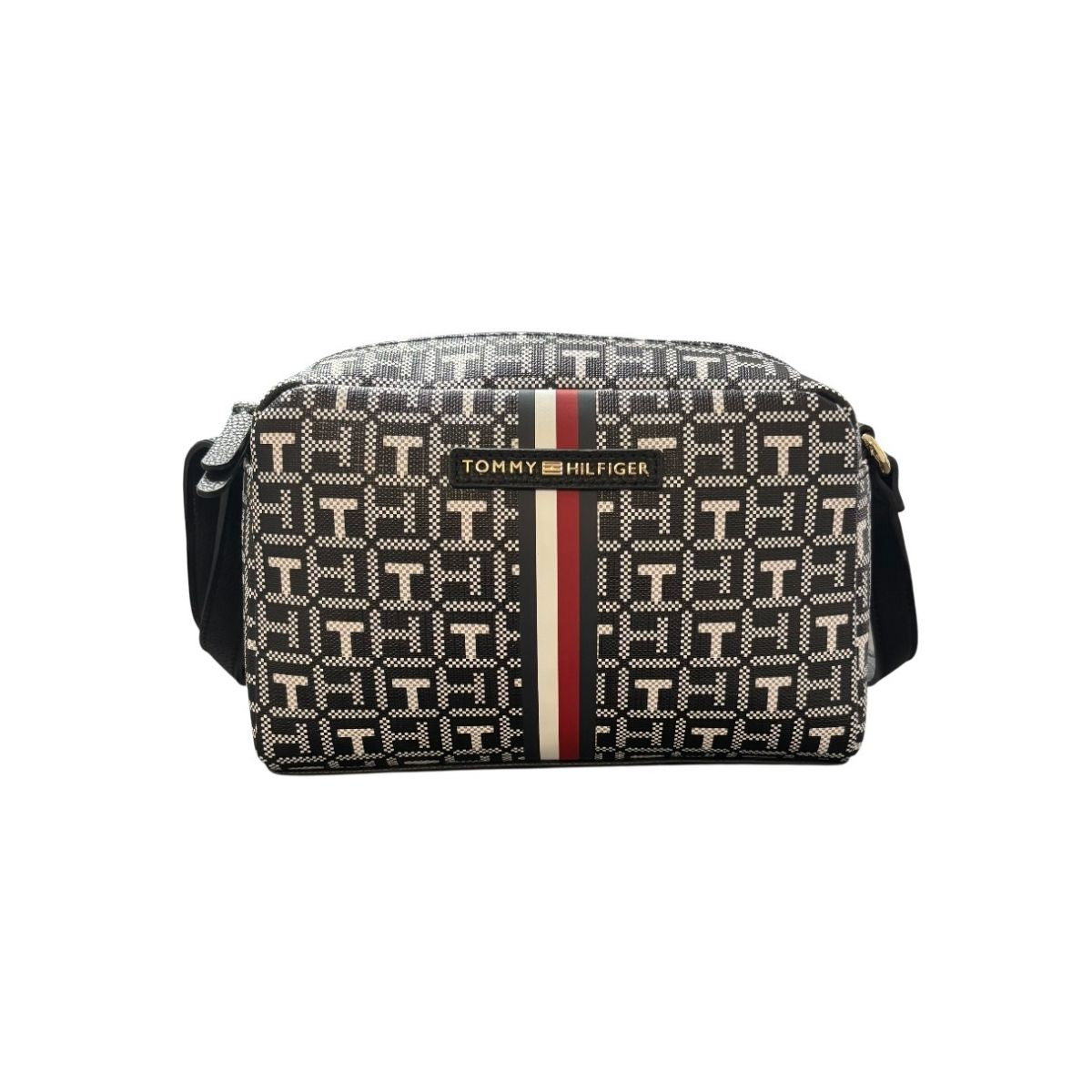 Bolsa Crossbody Tommy Hilfiger Color Negro Con Letras Blancas