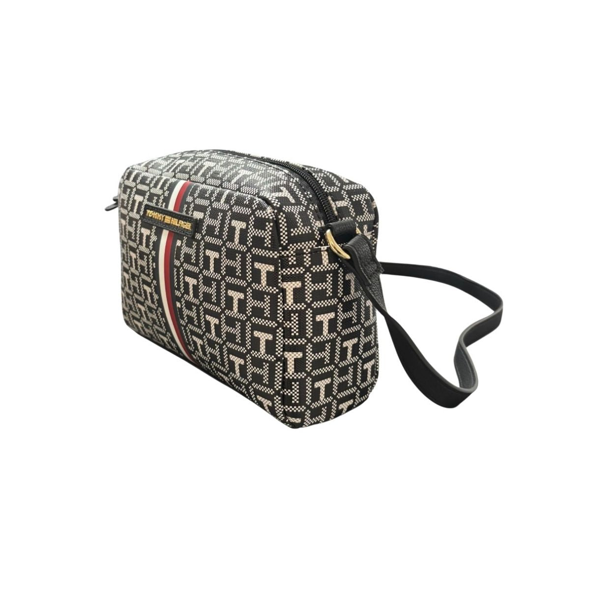 Bolsa Crossbody Tommy Hilfiger Color Negro Con Letras Blancas