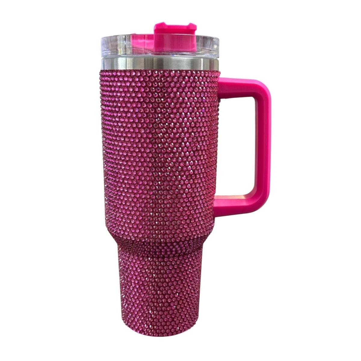 Termo De Acero Inoxidable Macarena Brand Color Rosa Fucsia Brillante Con Cristales