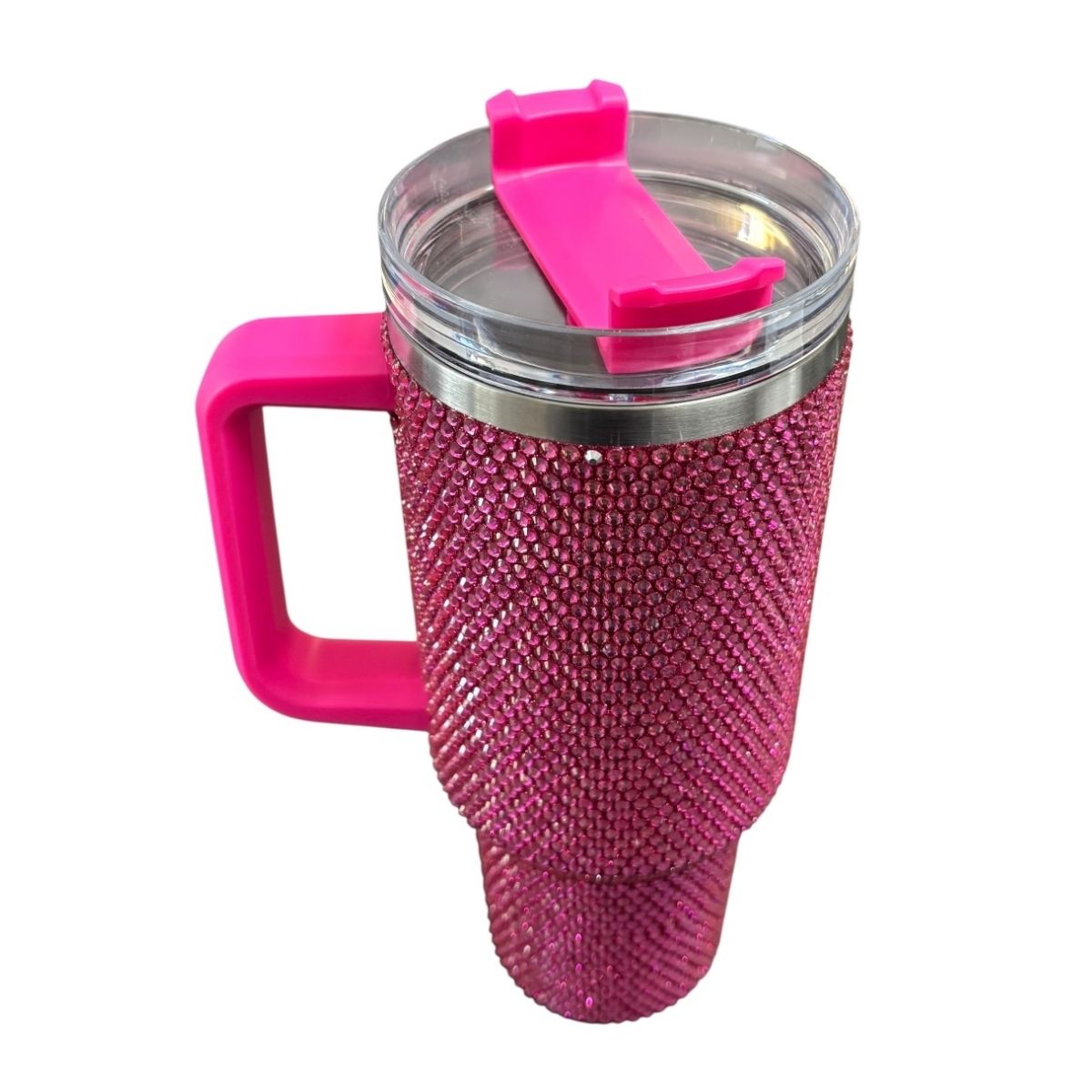 Termo De Acero Inoxidable Macarena Brand Color Rosa Fucsia Brillante Con Cristales