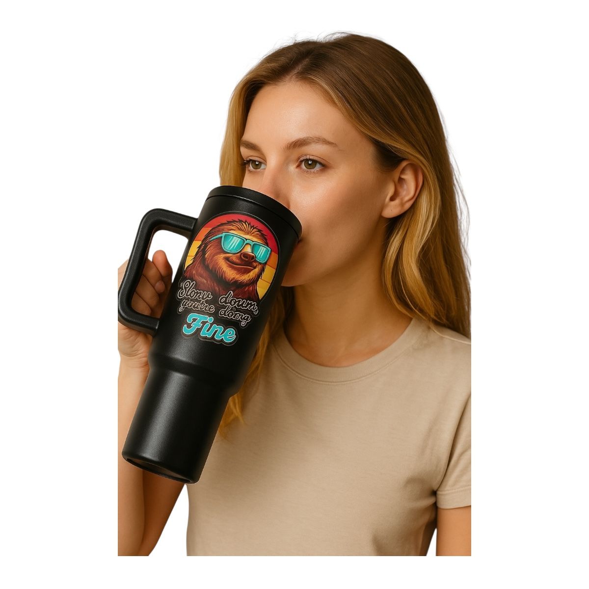 Termo De Acero Inoxidable Macarena Brand Color Negro Perezoso 1.2 Litros