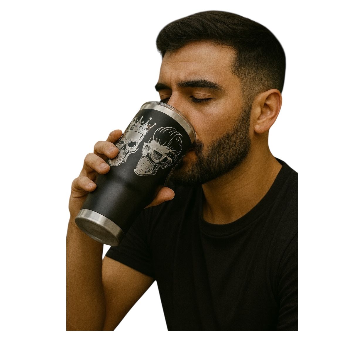 Termo De Acero Inoxidable Macarena Brand Color Negro Calaveras 887 Mililitros