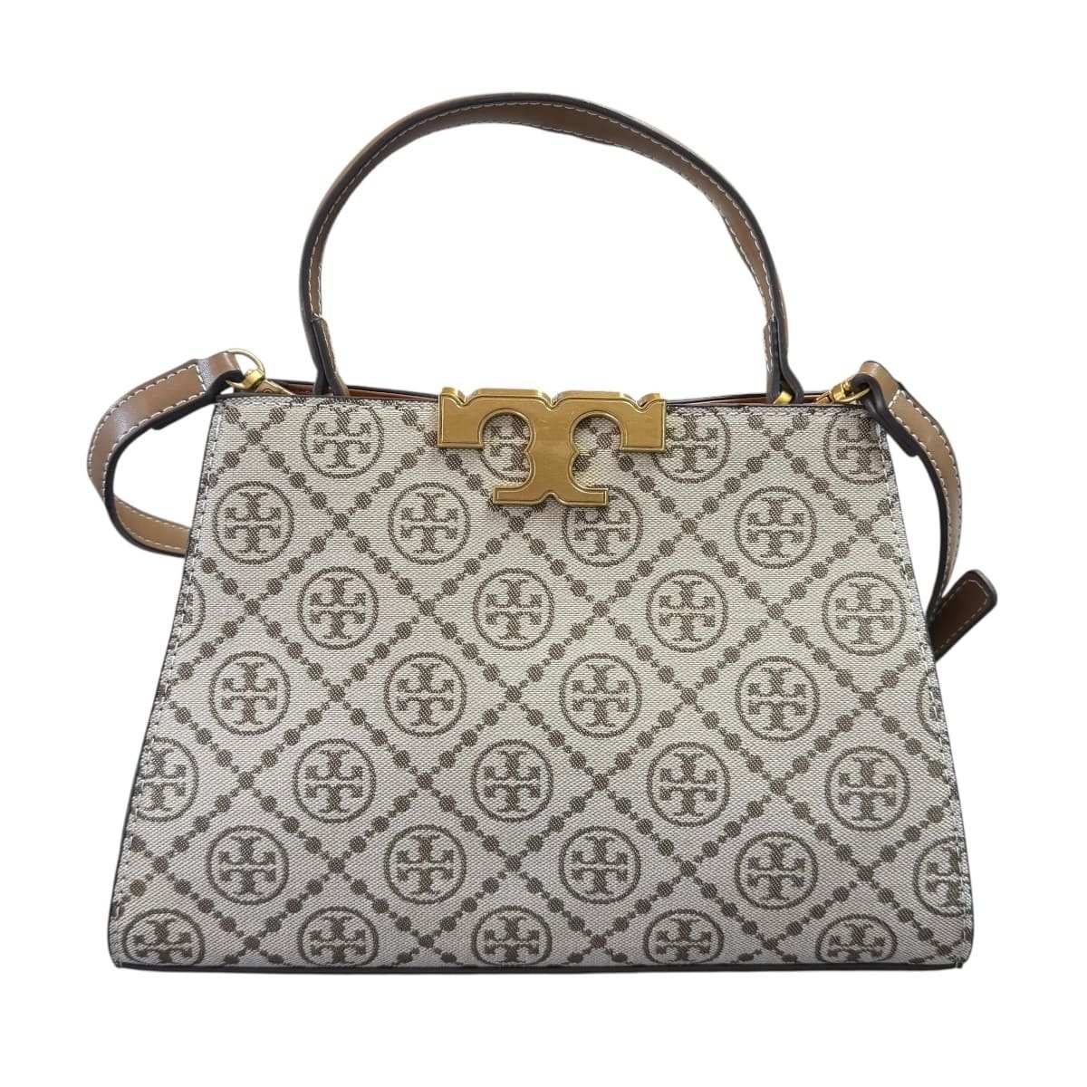 Bolsa Satchel Tory Burch Jacquard Eleanor Color Beige