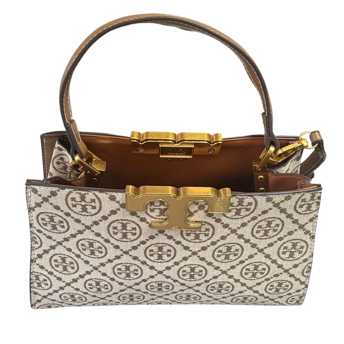 Bolsa Satchel Tory Burch Jacquard Eleanor Color Beige