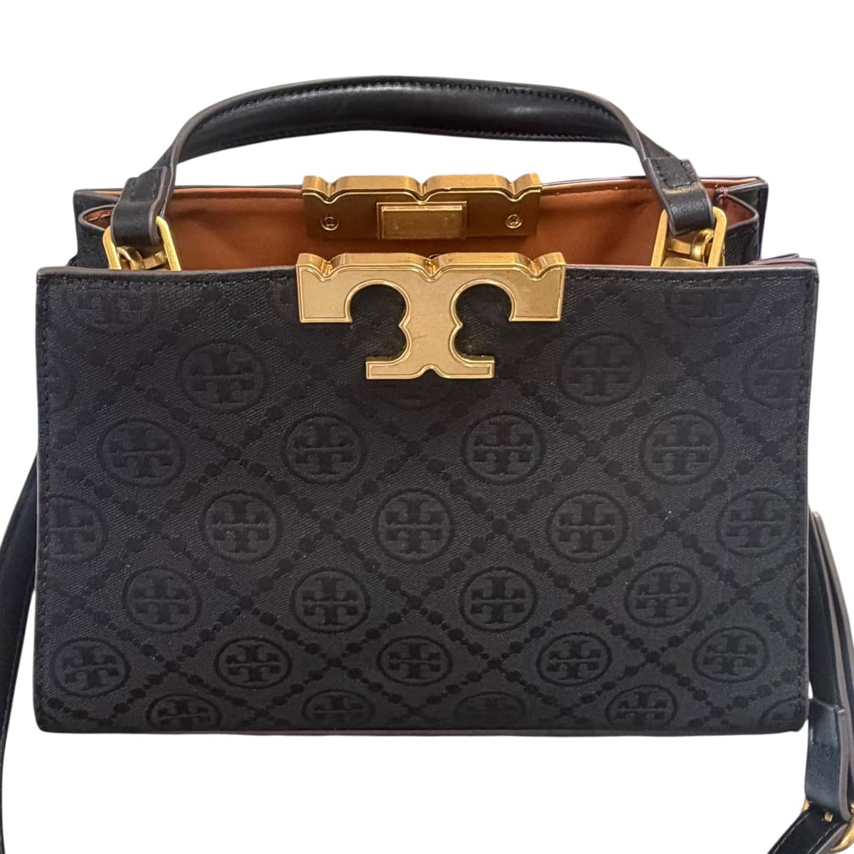 Bolsa Satchel Tory Burch Jacquard Eleanor Color Negro