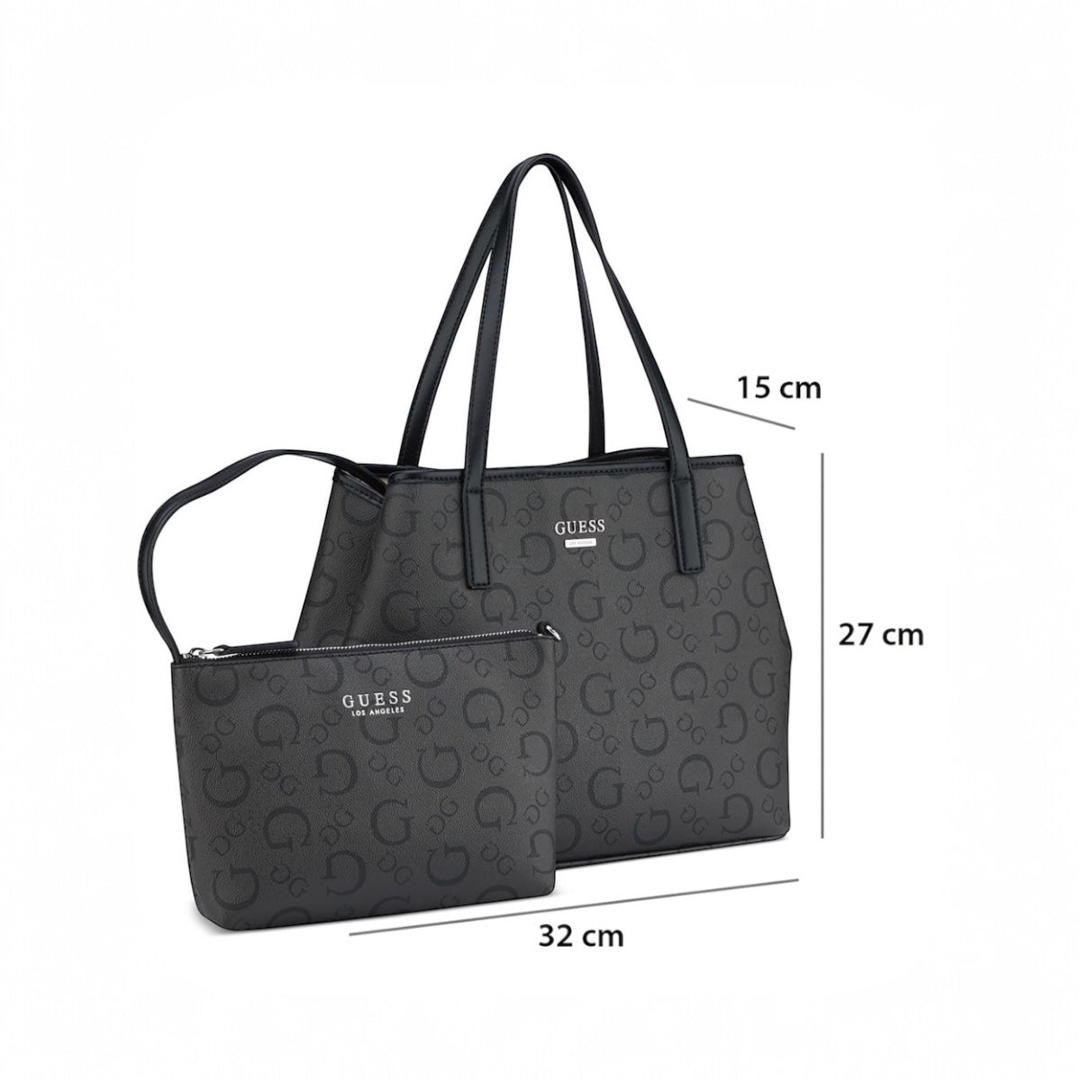 Bolsa de Hombro Guess Gris Mediana con Cosmetiquera