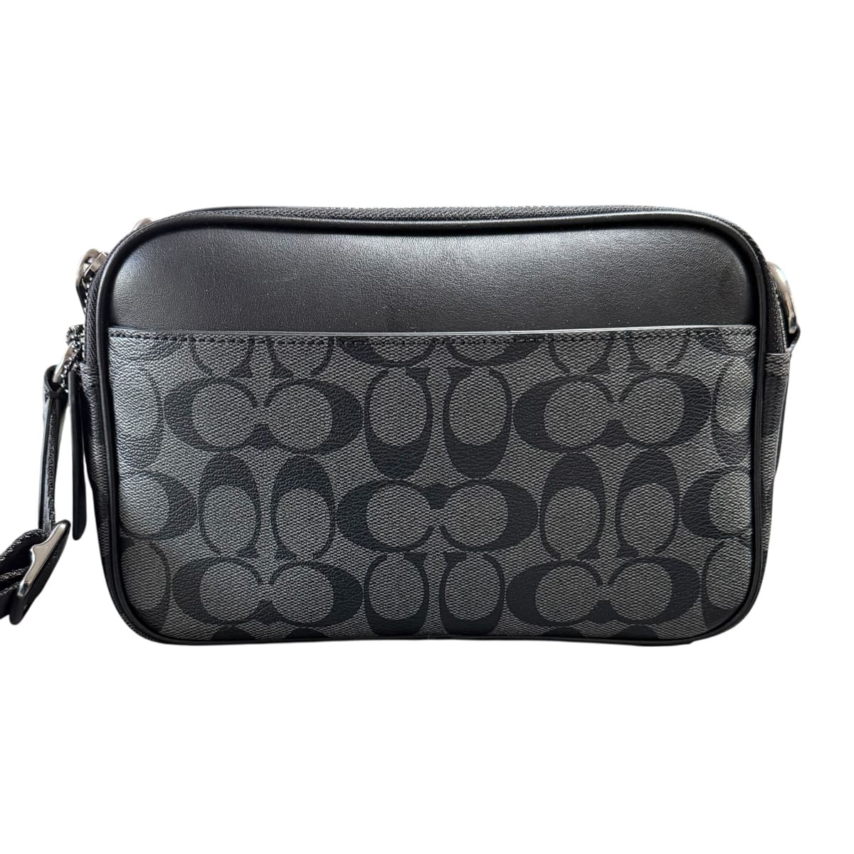 Neceser Coach Hombre Gris Oxford Con Logos Negros