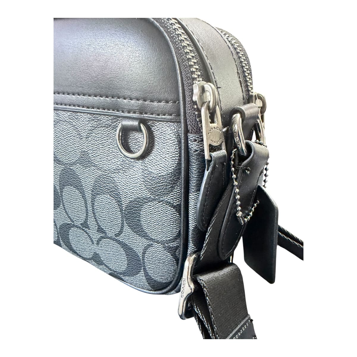 Neceser Coach Hombre Gris Oxford Con Logos Negros