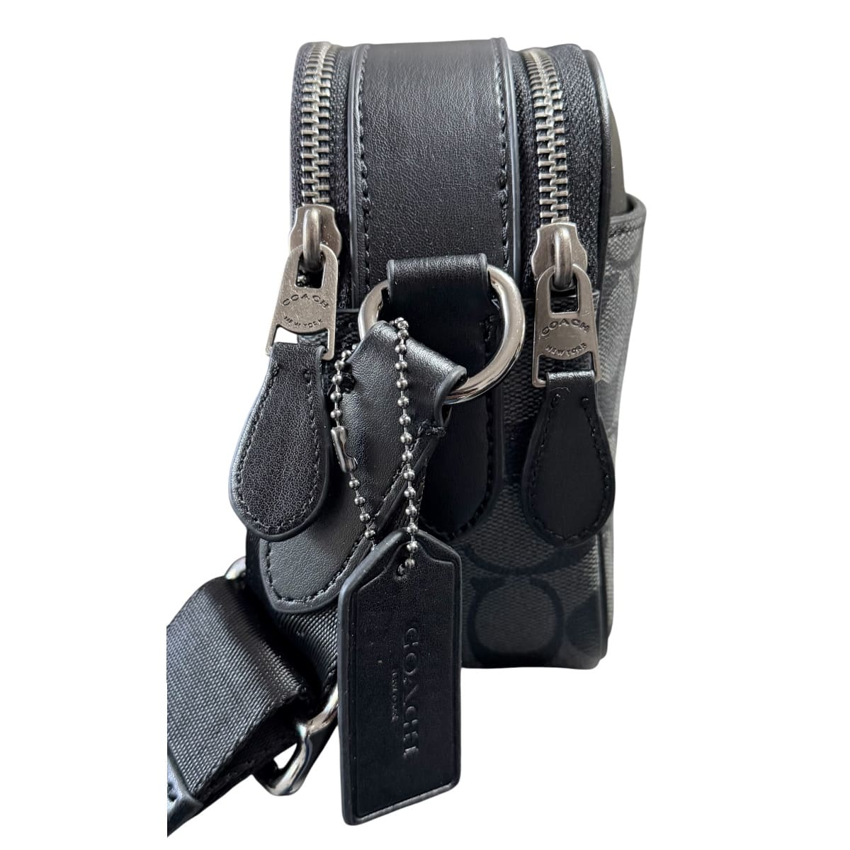 Neceser Coach Hombre Gris Oxford Con Logos Negros