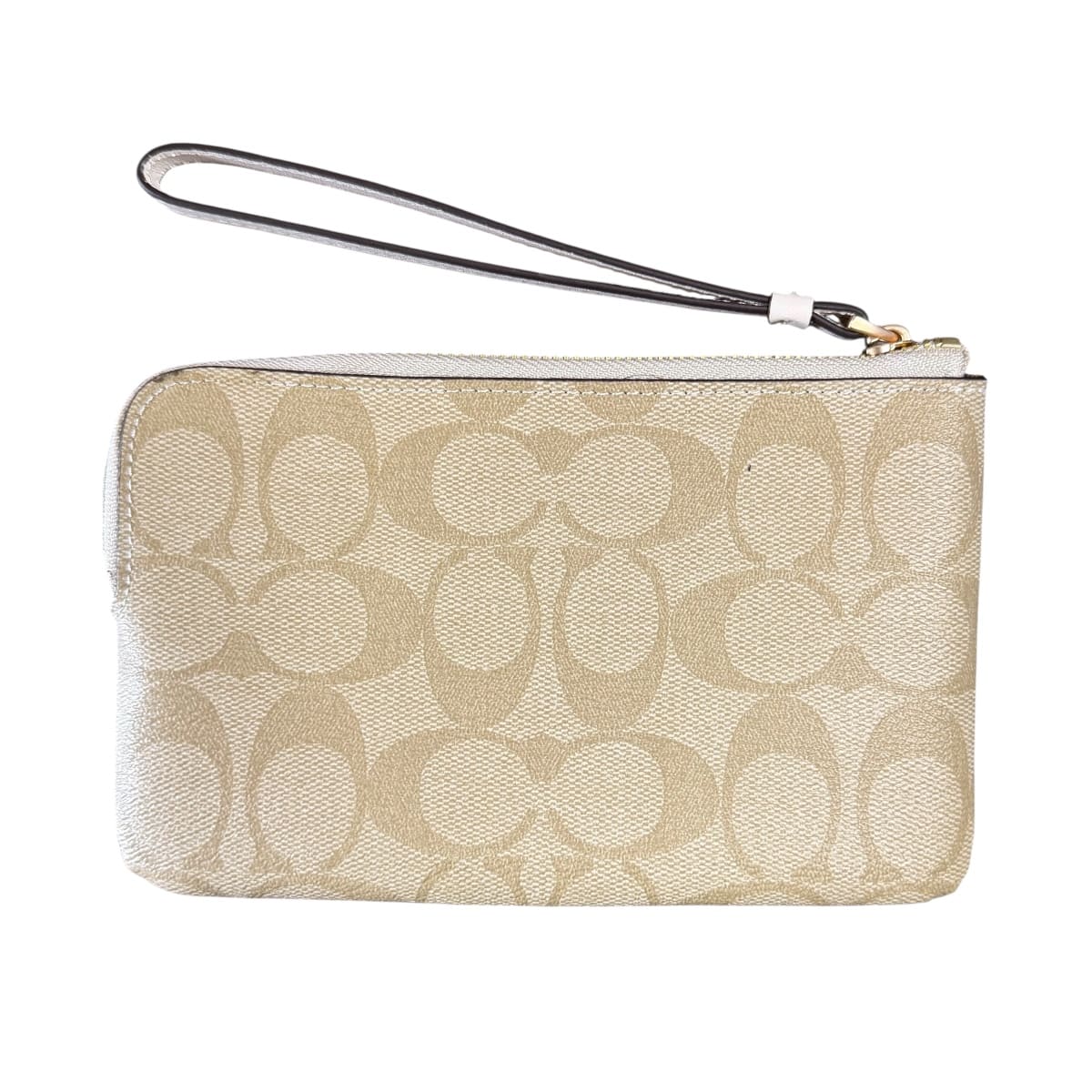 Monedero Coach Corner Zip Beige Con Detalles Café