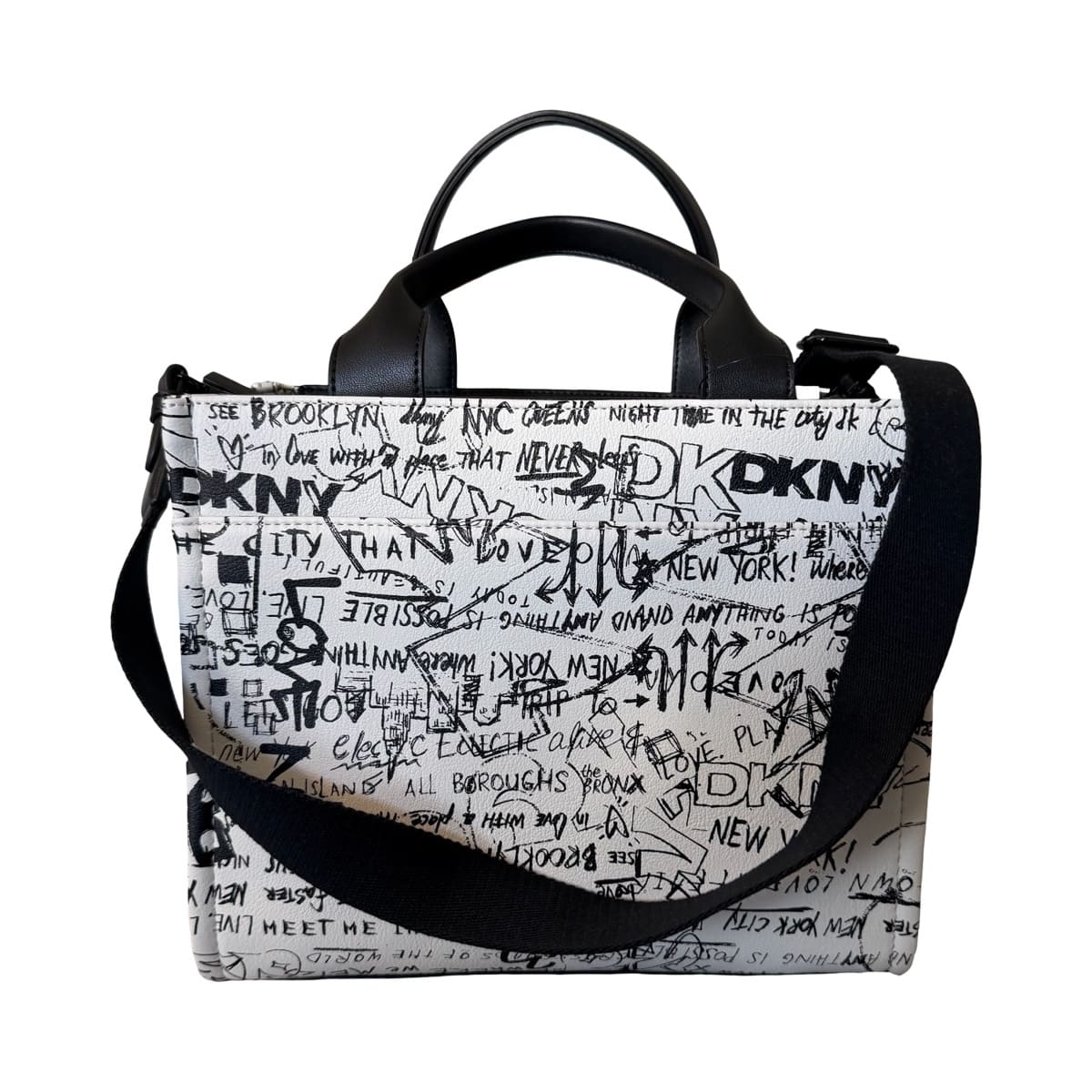 Bolsa Tote DKNY Grafiti Blanco Logo Negro
