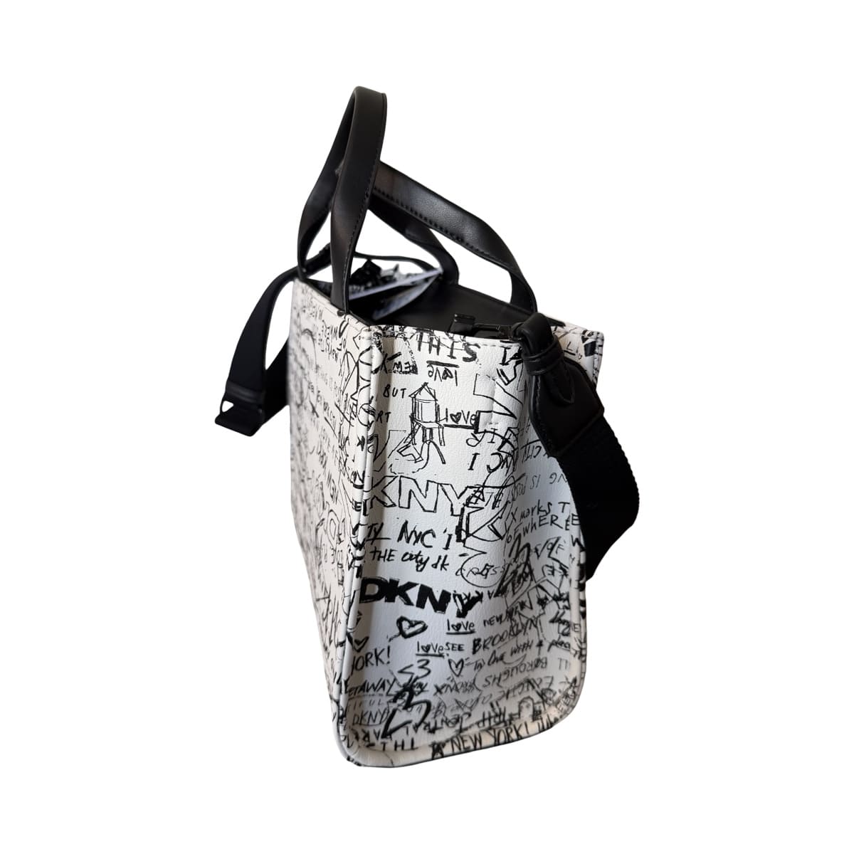 Bolsa Tote DKNY Grafiti Blanco Logo Negro