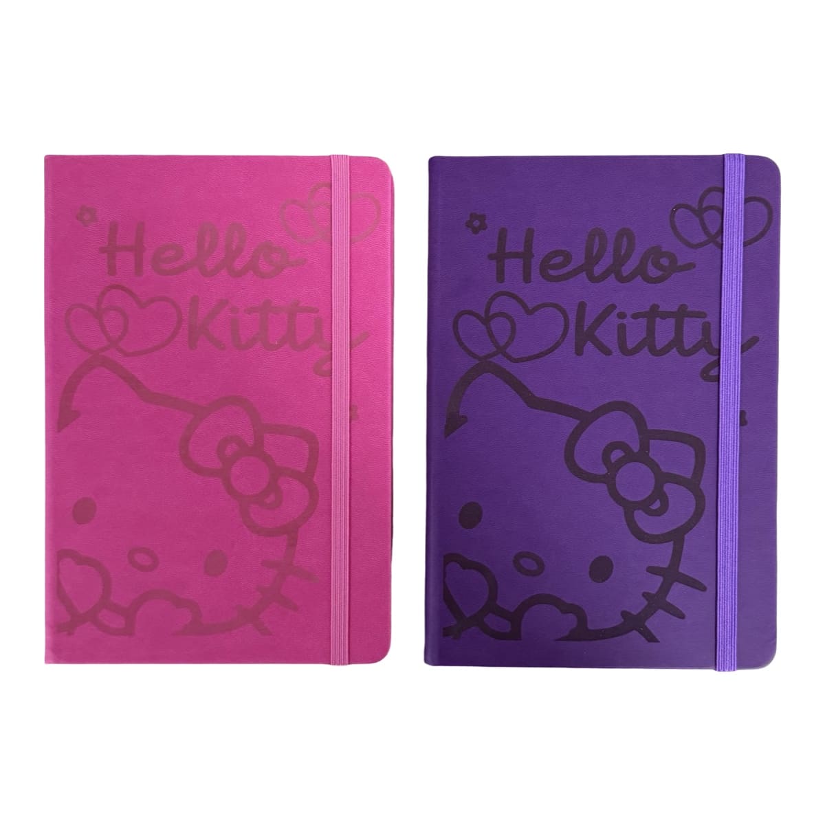 Set De 2 Libretas Pasta Dura Hello Kitty Rosa Y Morado