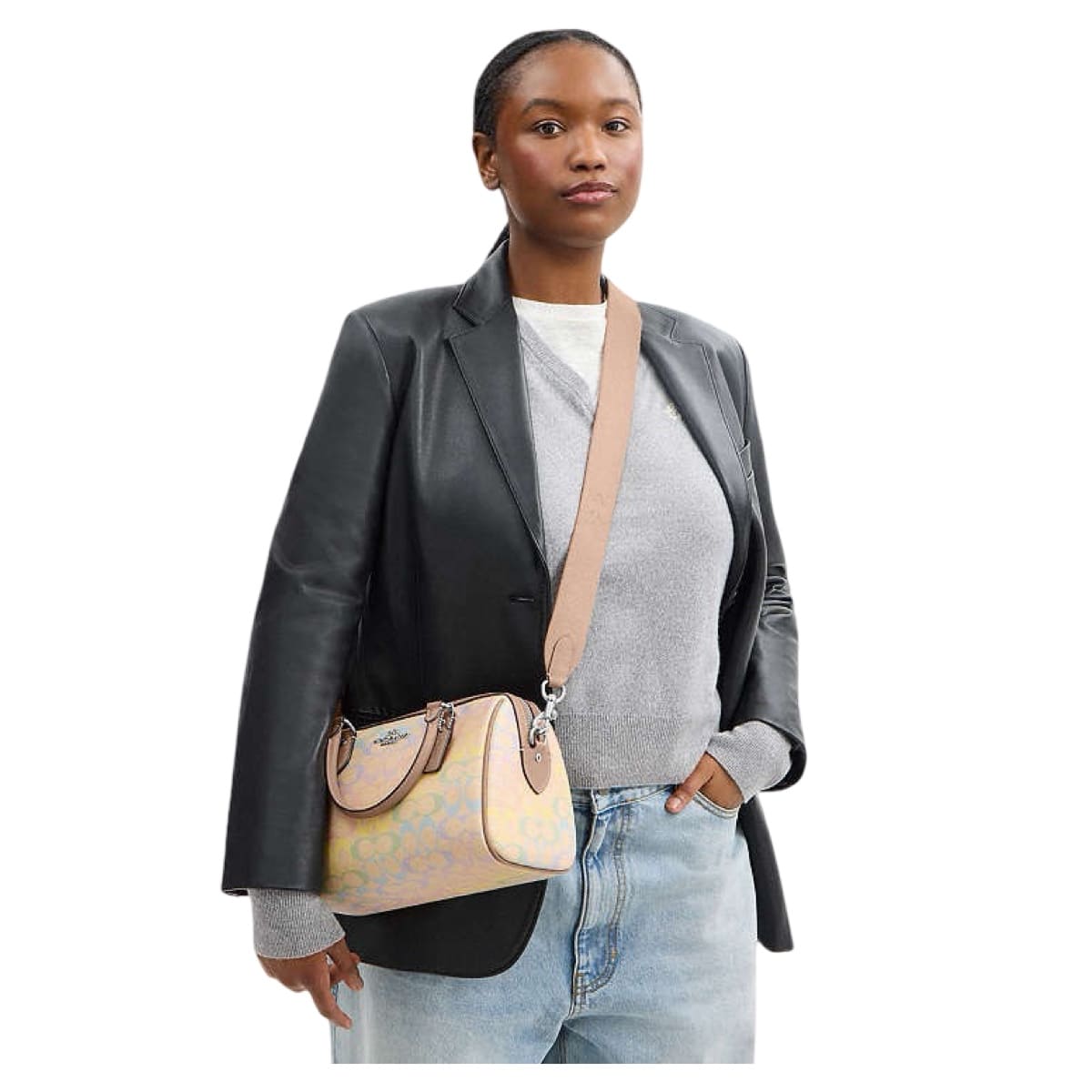 Bolsa Satchel Coach Rowan Rosa Claro Monogram