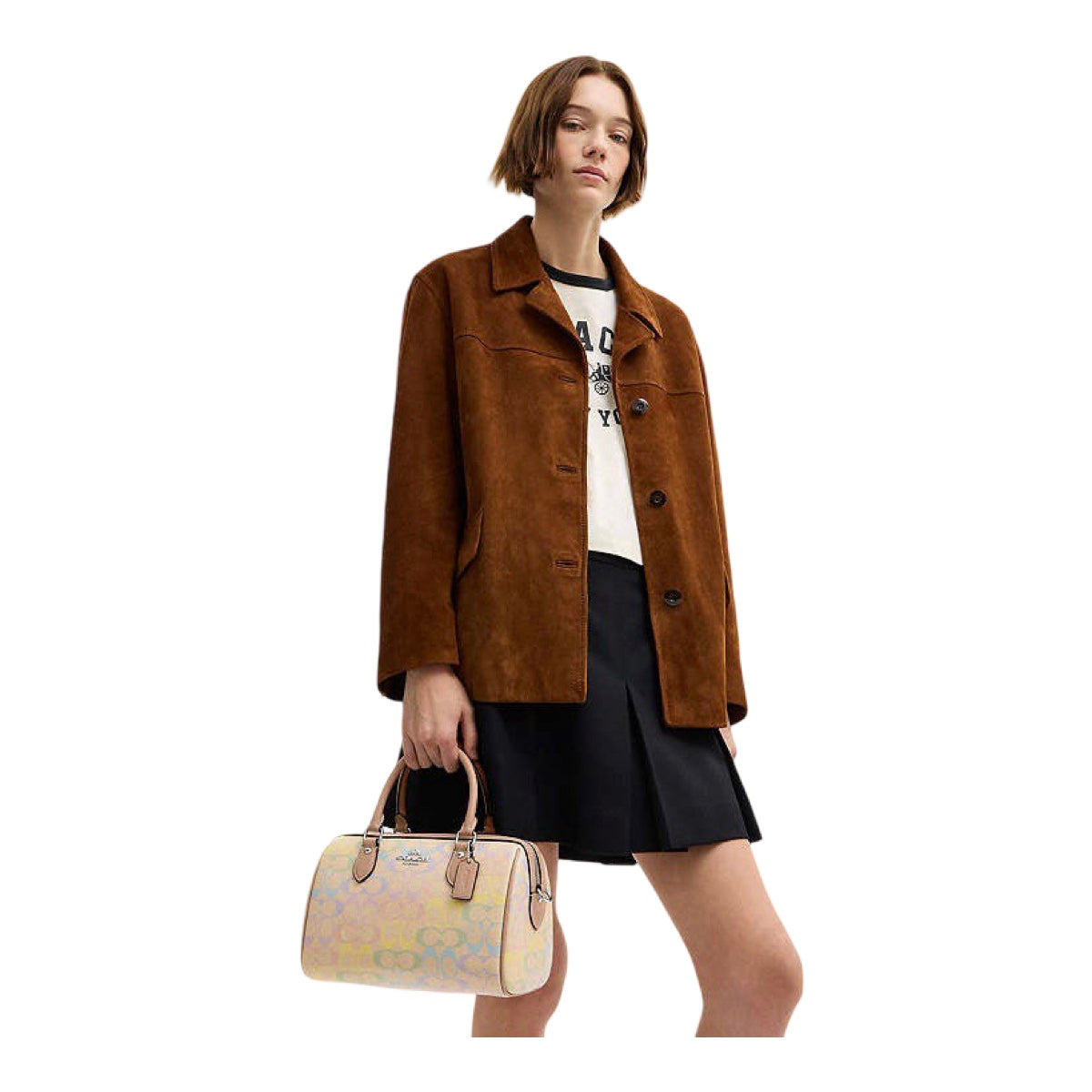 Bolsa Satchel Coach Rowan Rosa Claro Monogram