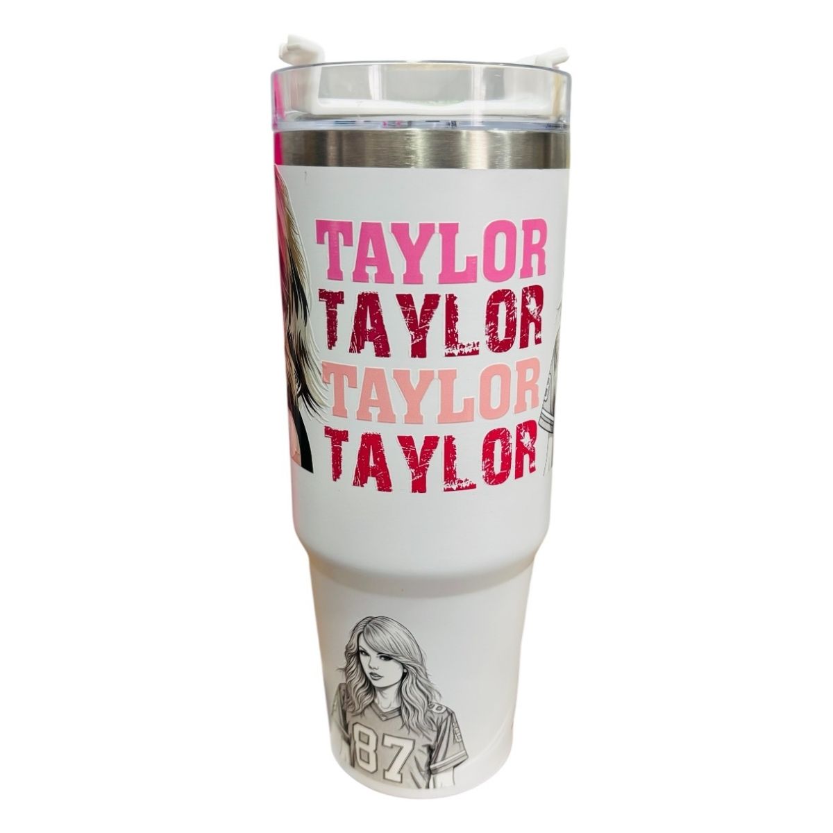 Termo De Acero Inoxidable Macarena Brand Color Blanco Taylor Swift 887 Mililitros