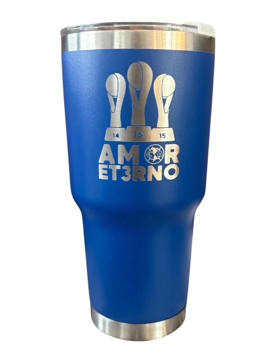 Termo de acero inoxidable color Azul, Club América