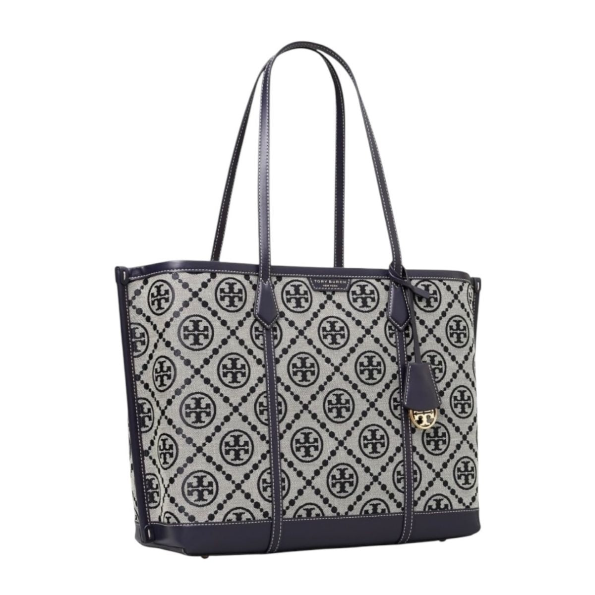 Bolsa Tote Tory Burch Perry Monogram Color Azul Marino