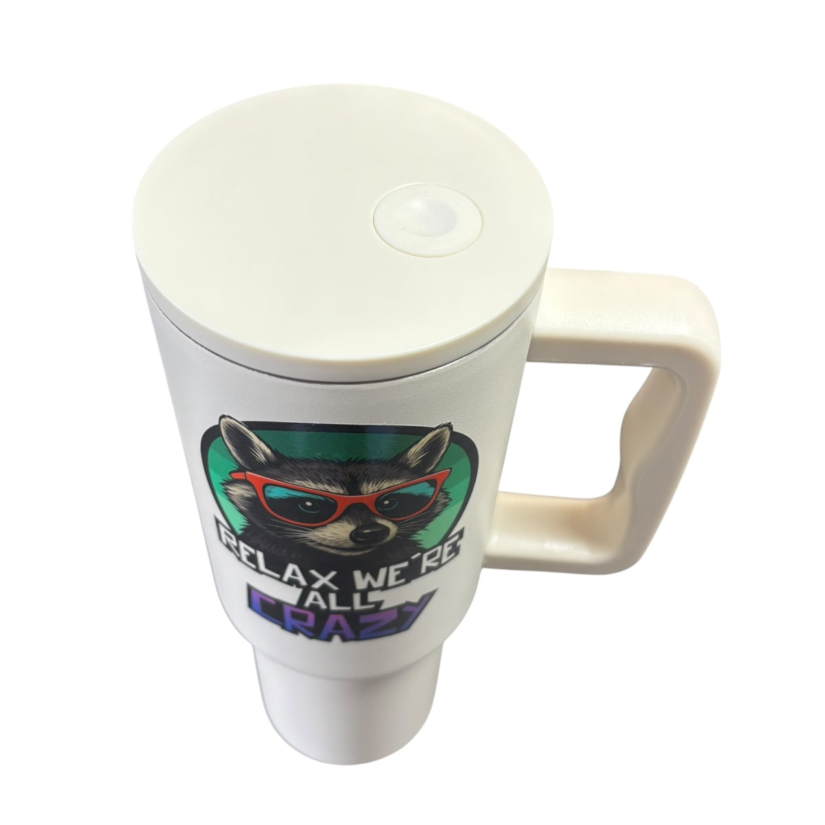 Termo De Acero Inoxidable Blanco Mate Mapache 1.2 Litros