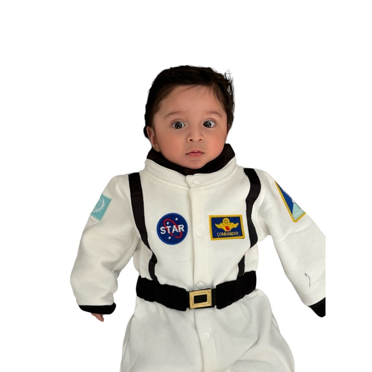 Mameluco Disfraz para bebe de astronauta color blanco, algodon 100%