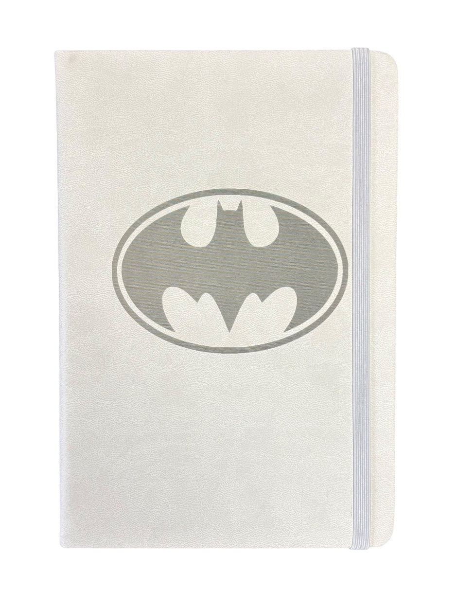 Libreta de tapa dura color blanco, hojas rayadas, BATMAN
