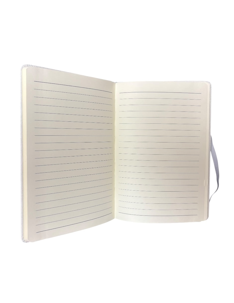 Libreta estilo francés color blanco, grabada en laser, Cantinflas