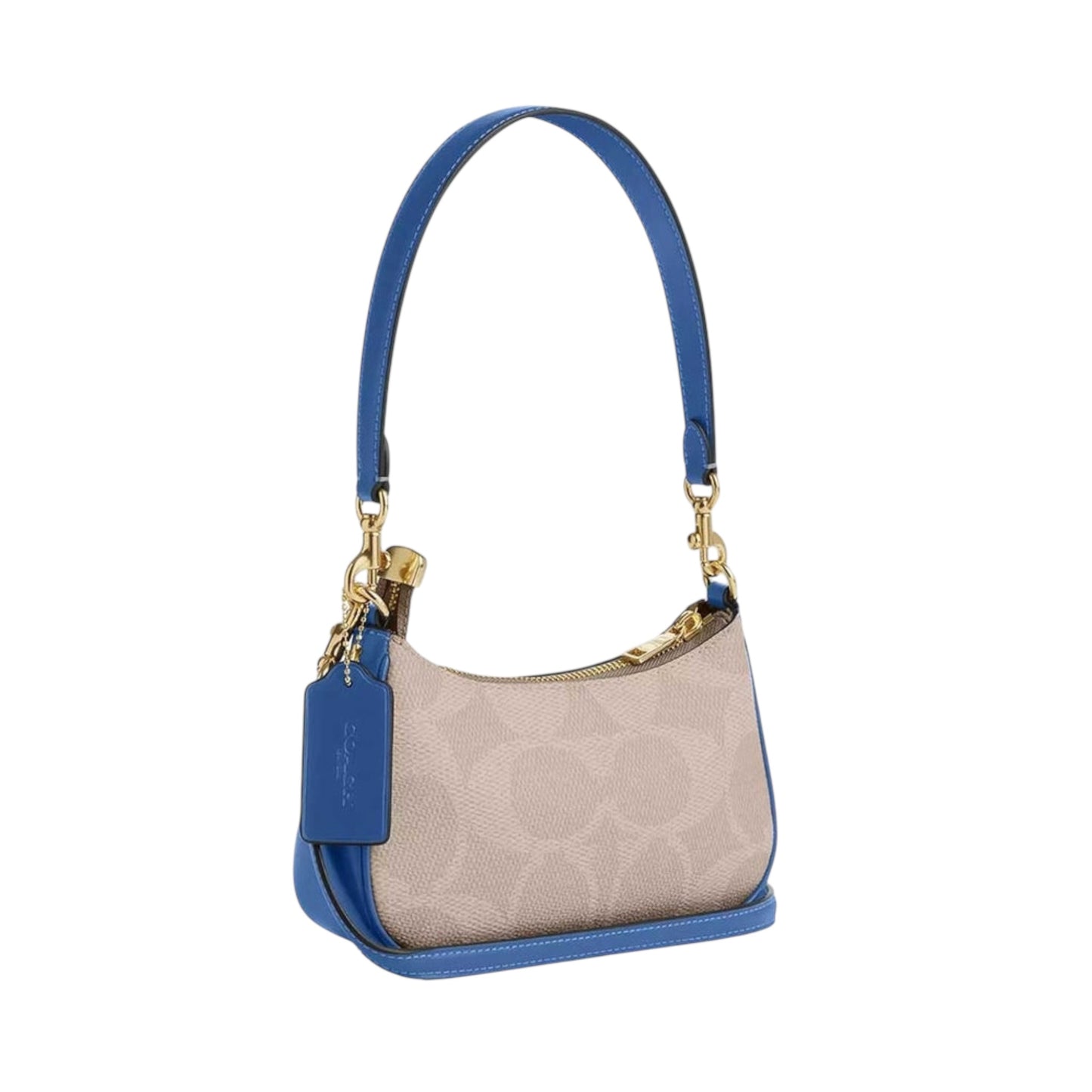 Bolsa Crossbody COACH Teri Color Beige Liso Con Logo Azul