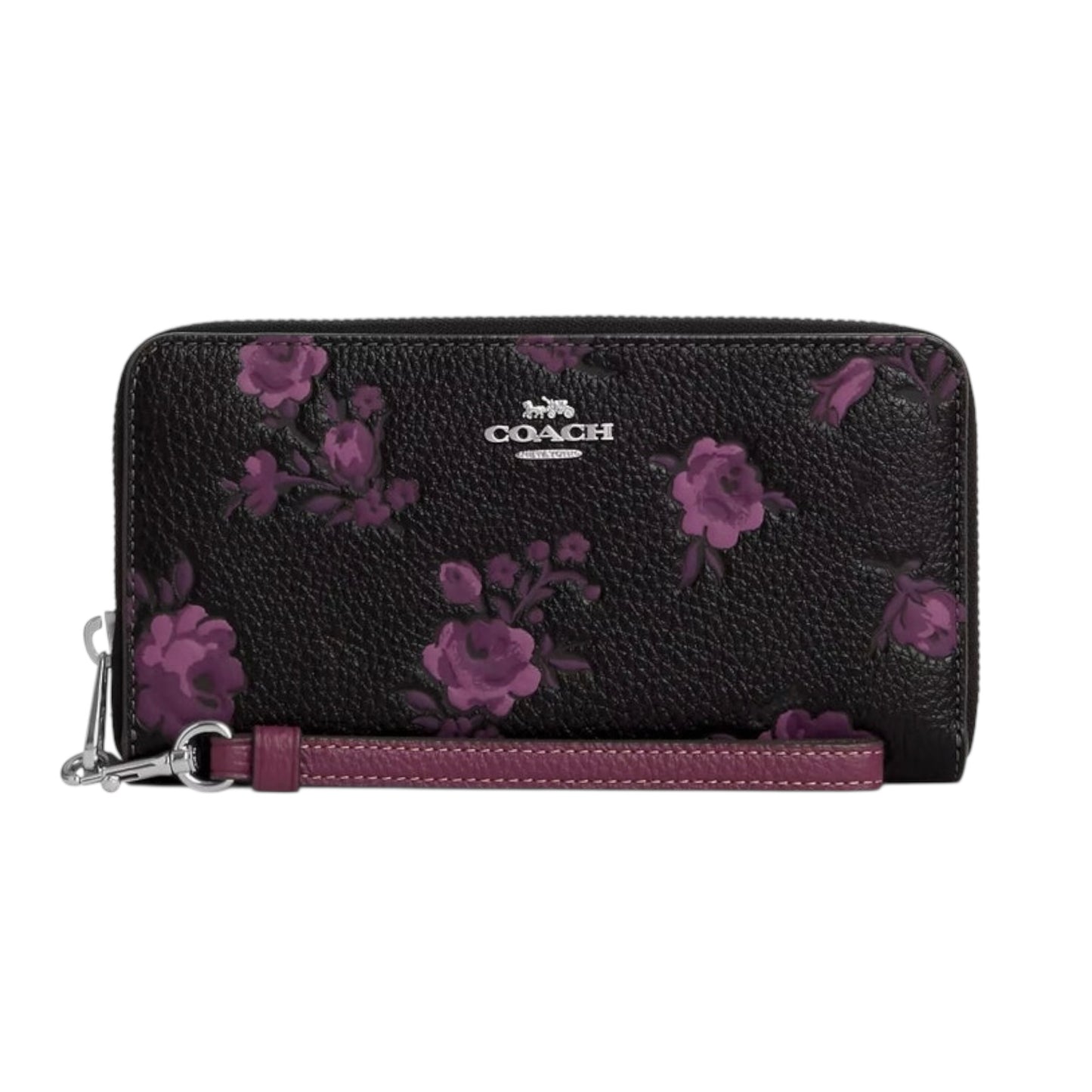 Cartera COACH Color Negro Con Flores Moradas