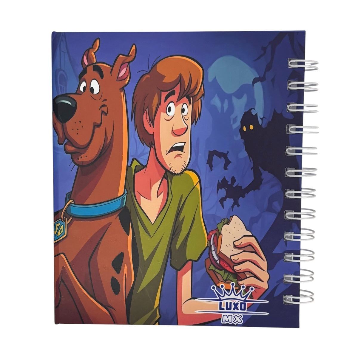 Libreta de tapa dura laminado liso con espiral metálico en la lateral con solapa protectora, Scooby Doo