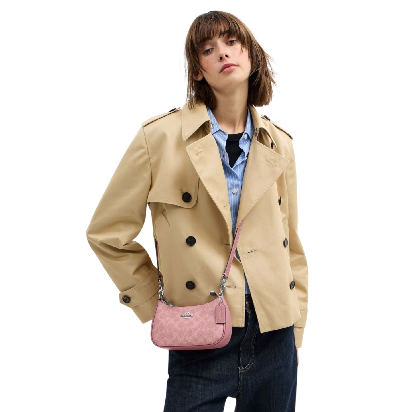 Bolsa Crossbody COACH Teri Color Rosa Liso