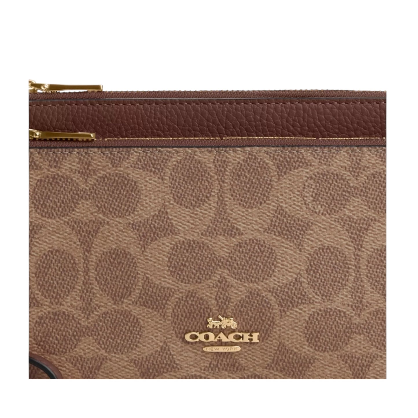 Cartera COACH Doble Zipwristlet Color Café Claro