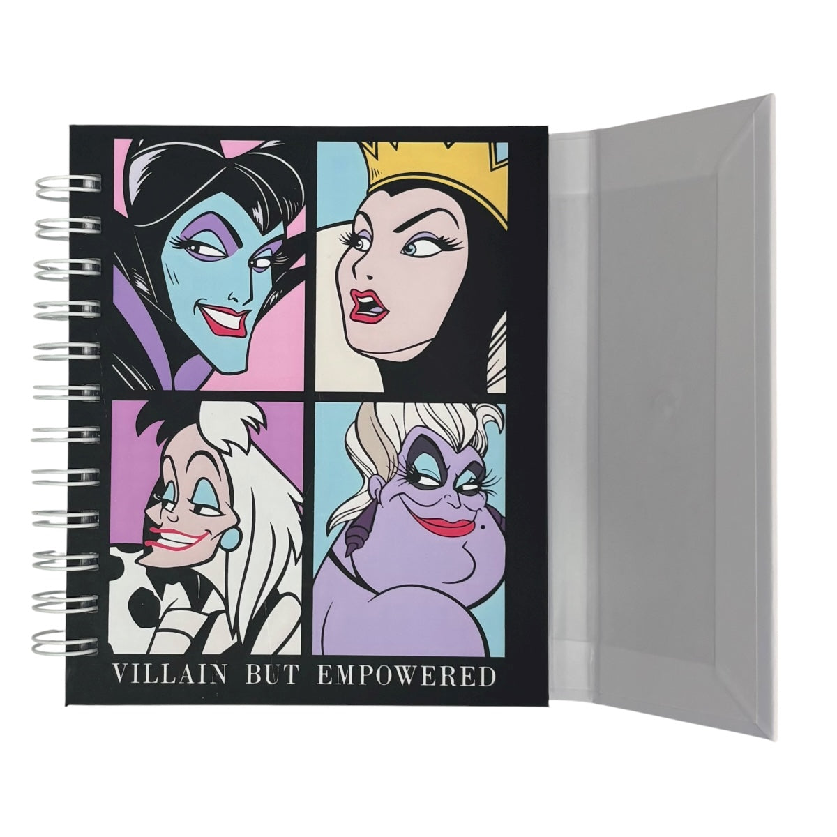 Libreta de tapa dura laminado liso con espiral metálico en la lateral con solapa protectora, Villanas