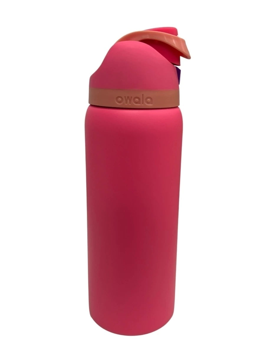 Termo Owala de acero inoxidable FreeSip con tapa rosca color Fucsia 946 ml