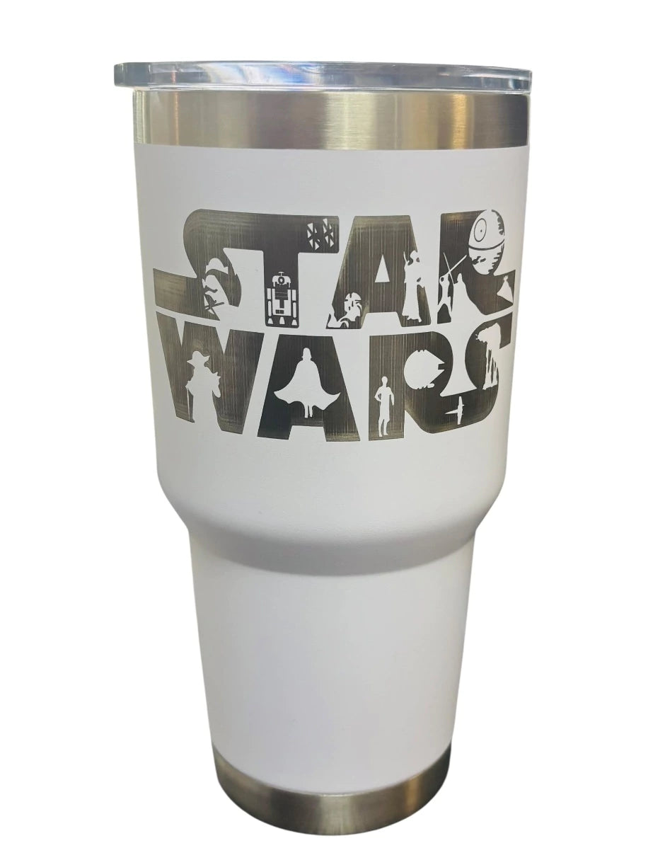 Termo de acero inoxidable color blanco, Star Wars,de 30 Oz