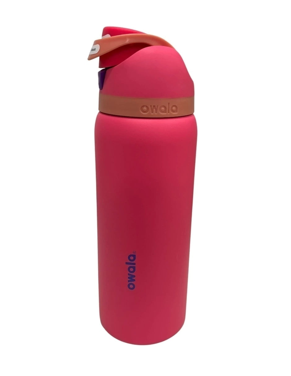 Termo Owala de acero inoxidable FreeSip con tapa rosca color Fucsia 946 ml
