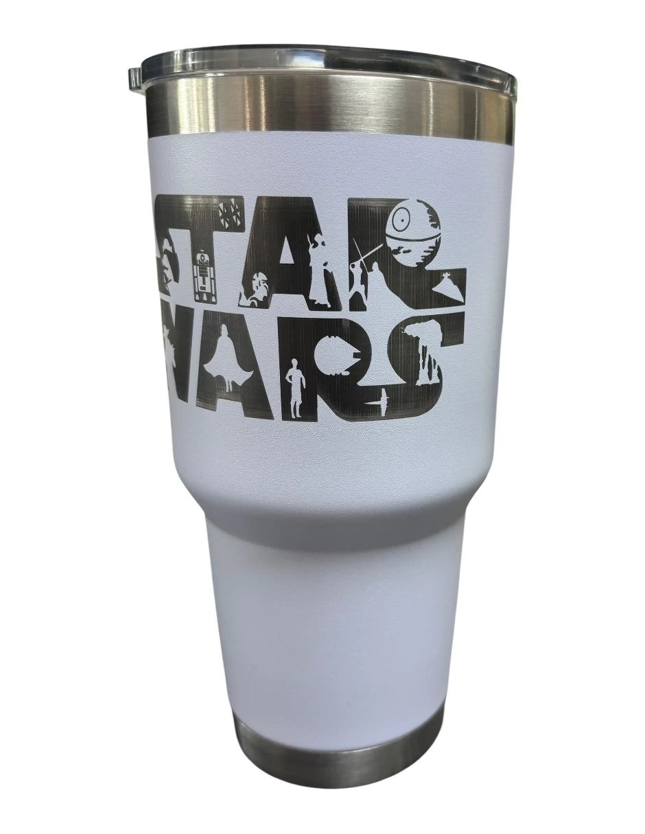 Termo de acero inoxidable color blanco, Star Wars,de 30 Oz
