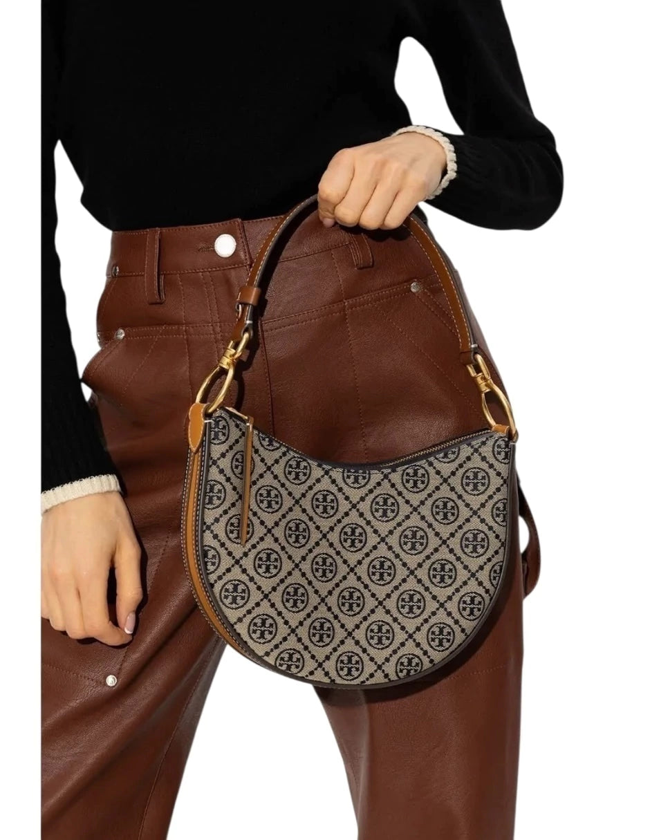 Bolsa Tory Burch Monogram Hobo Jacquard Mini