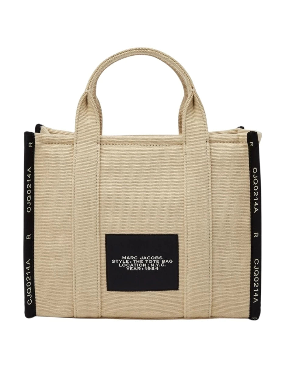 Bolsa Marc Jacobs The Tote Bag Jacquard Beige Mediana