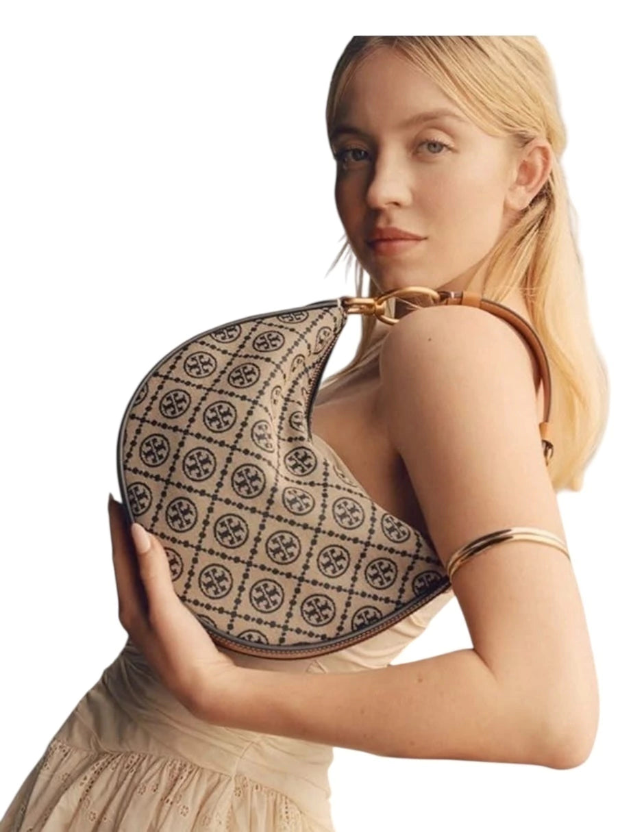 Bolsa Tory Burch Monogram Hobo Jacquard Mini
