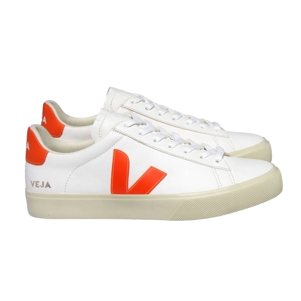 TENIS DE CAMPO CHROMEFREE LEATHER WHITE ORANGE FLUO
