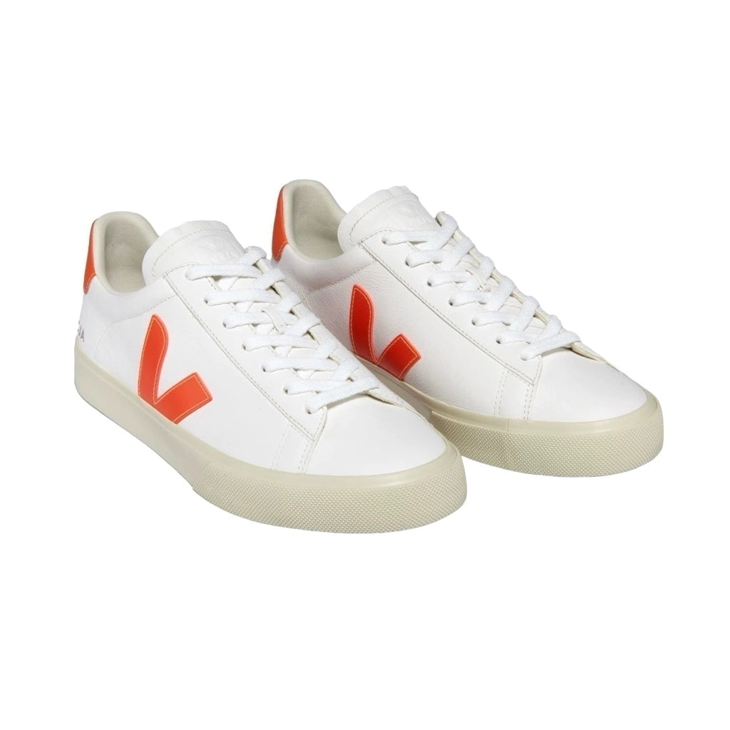 TENIS DE CAMPO CHROMEFREE LEATHER WHITE ORANGE FLUO