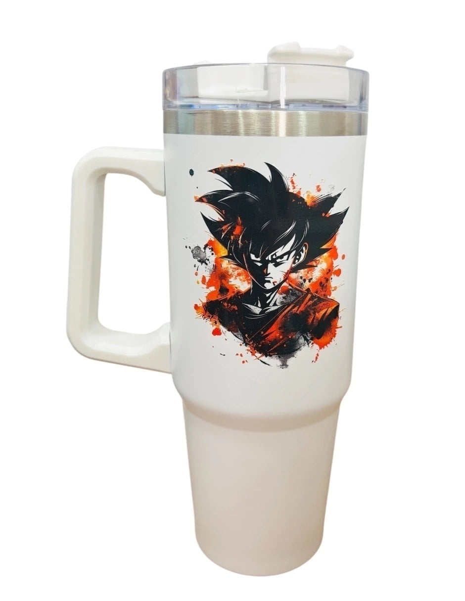 Termo de acero inoxidable Fartmex color blanco, Goku