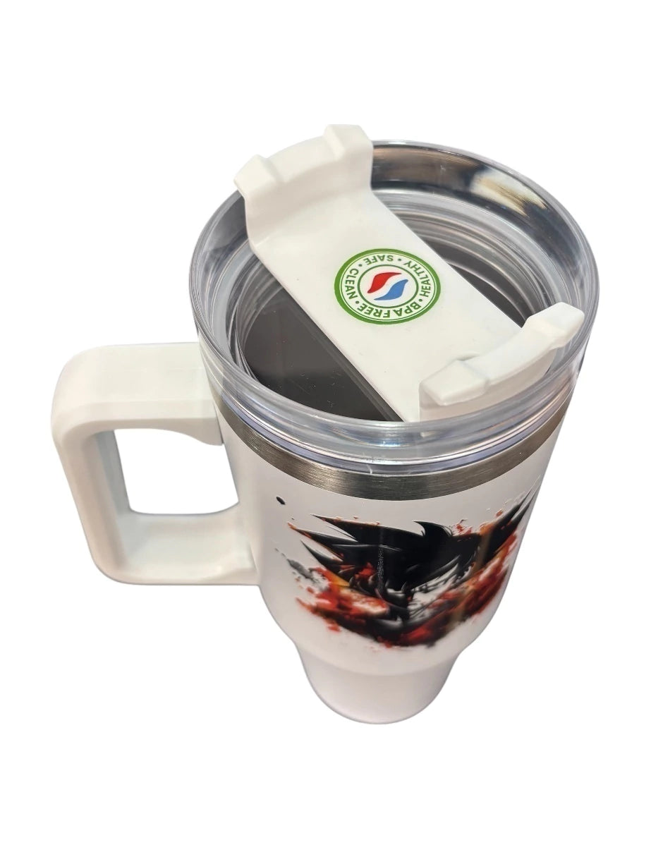 Termo de acero inoxidable Fartmex color blanco, Goku