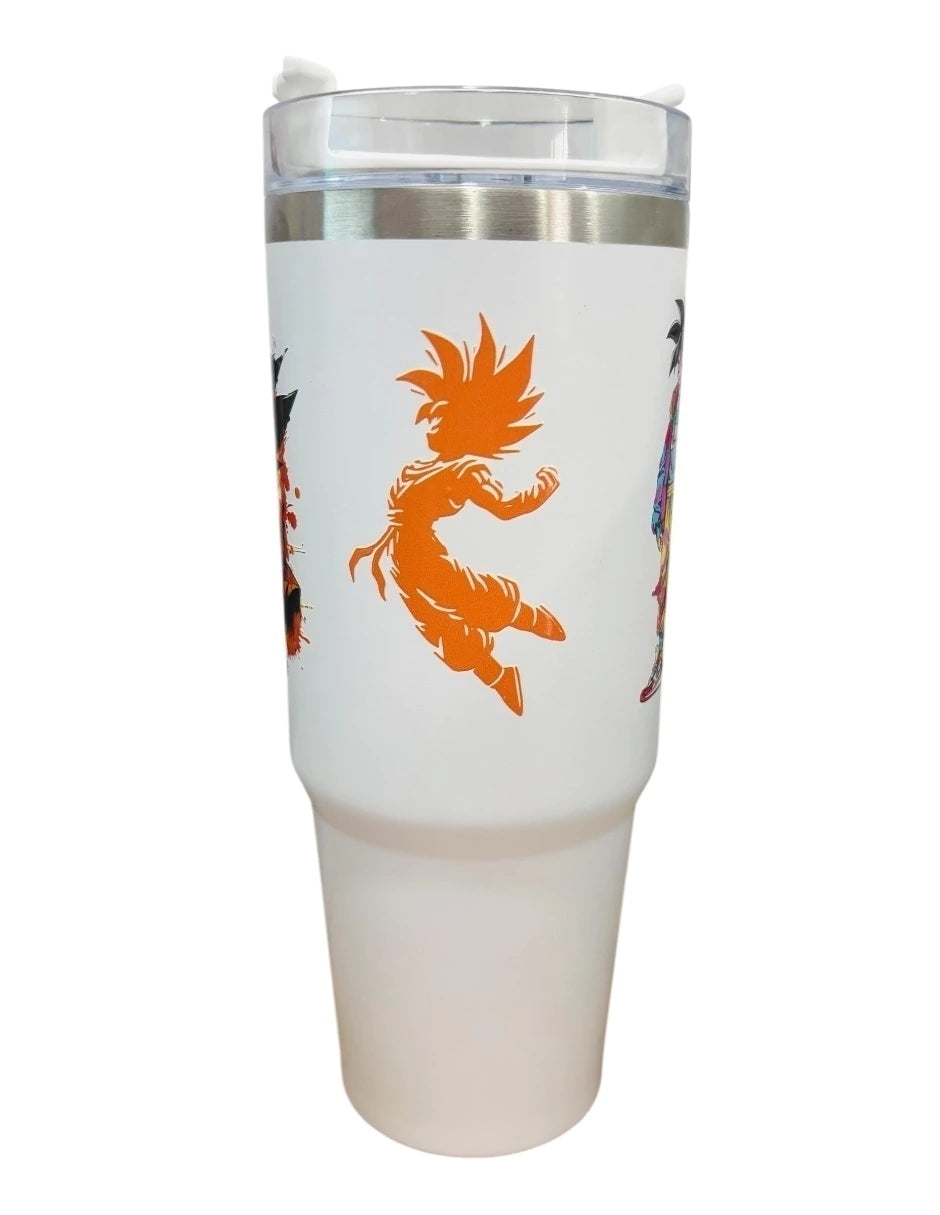 Termo de acero inoxidable Fartmex color blanco, Goku