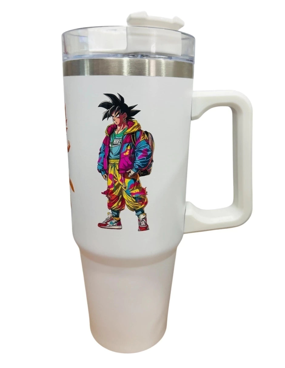 Termo de acero inoxidable Fartmex color blanco, Goku