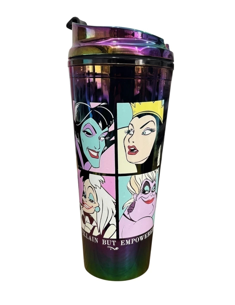 Termo de Acrílico con gliter multicolor, Villanas de Disney