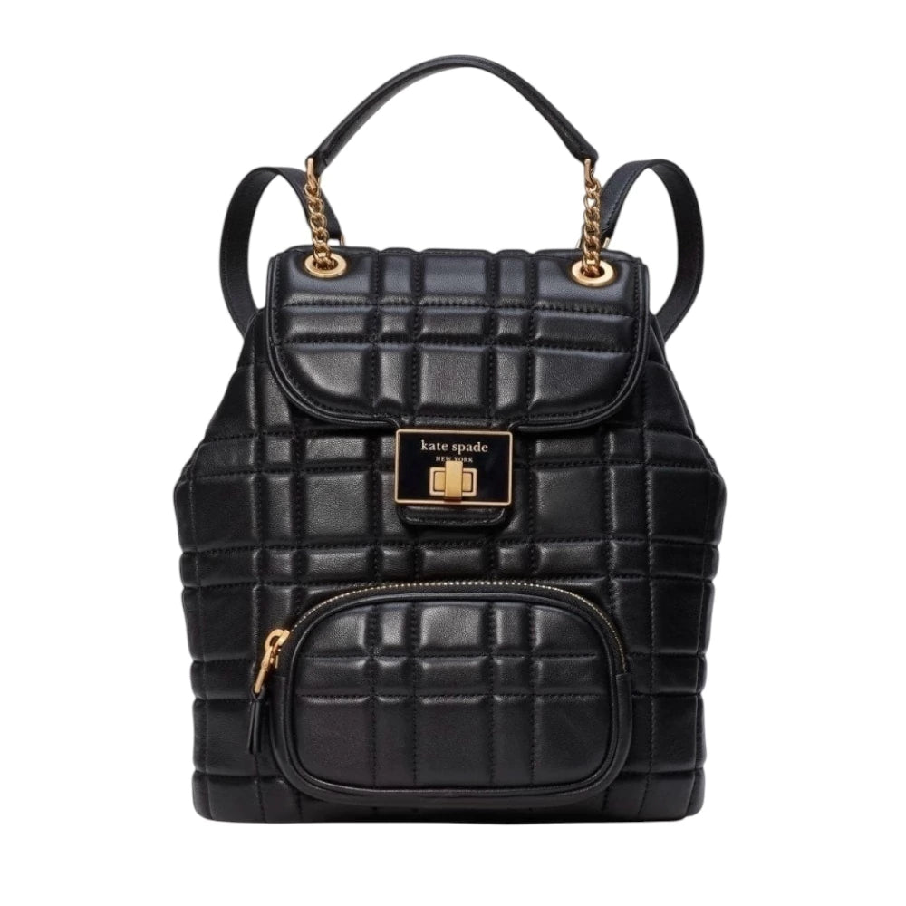 Mochila pequeña acolchada Evelyn marca Kate Spade color negro