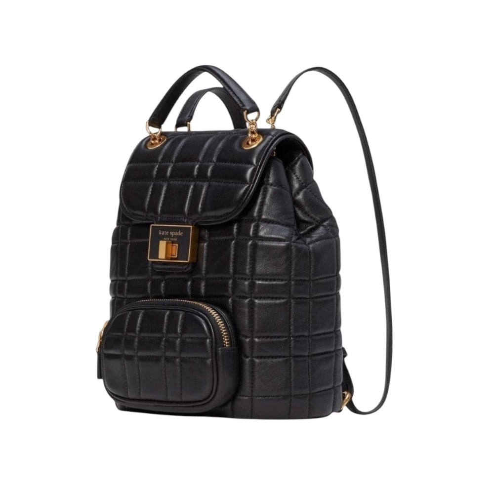 Mochila pequeña acolchada Evelyn marca Kate Spade color negro
